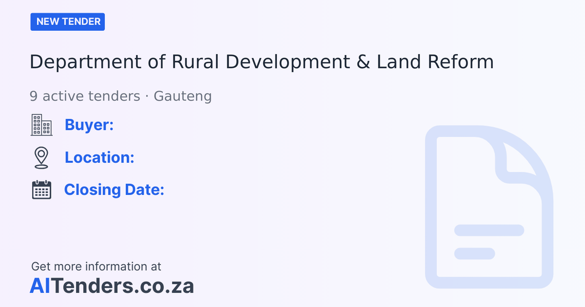 Department of Rural Development & Land Reform Tenders & Procurement ...