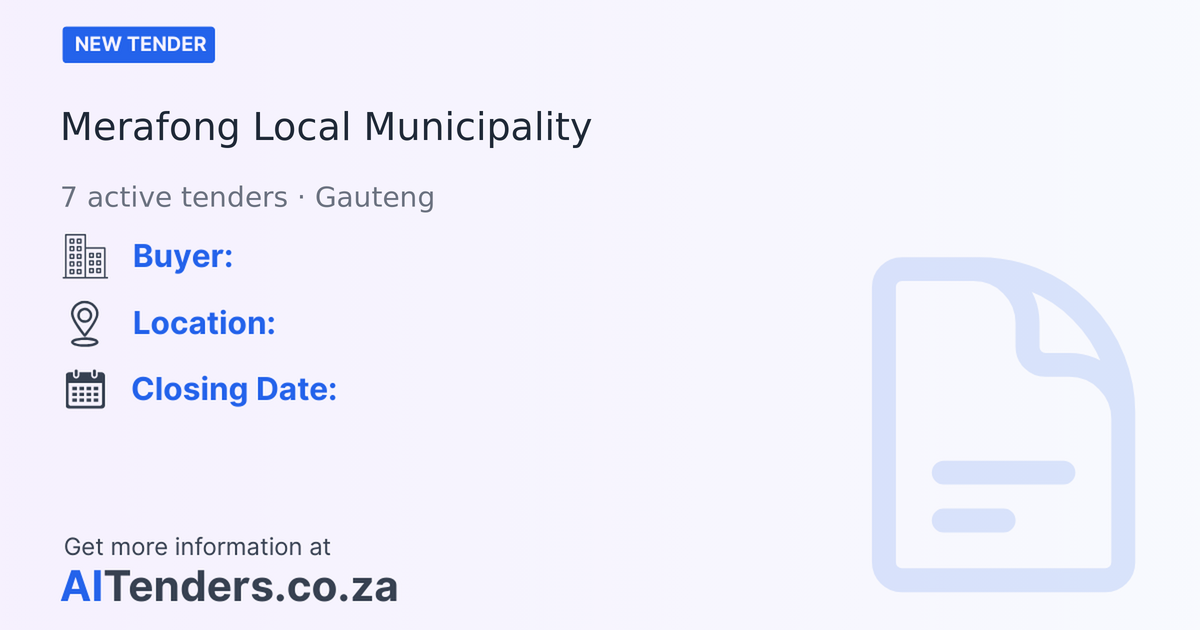 Meraphong Merafong Local Municipality Tenders & Procurement Profile | AITenders