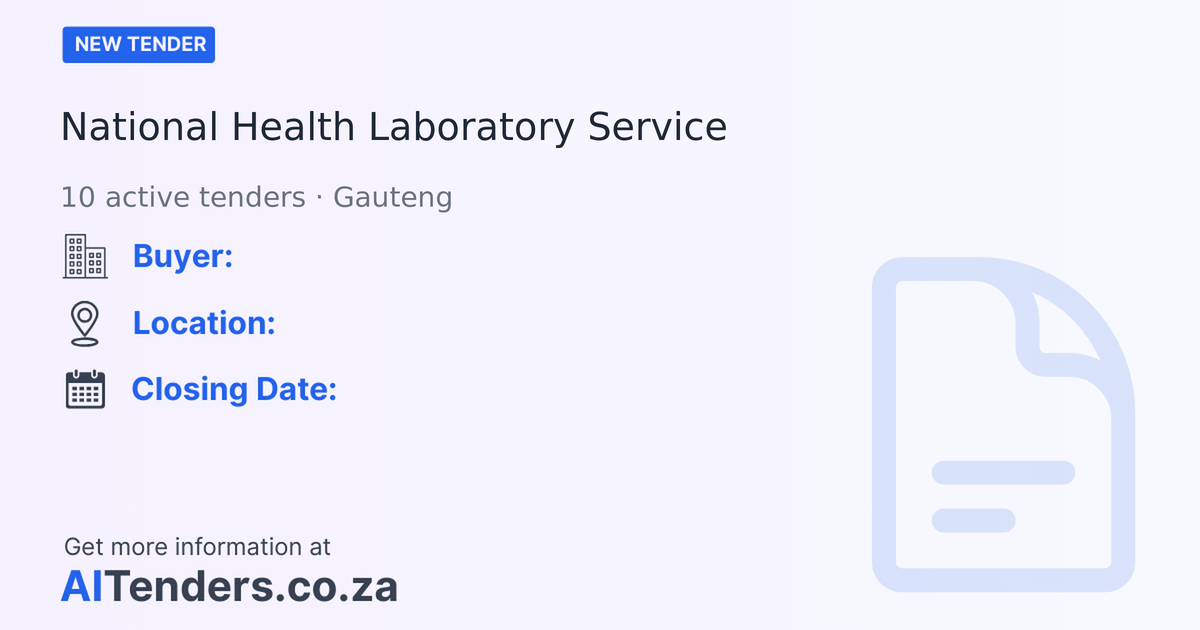 National Health Laboratory Service Tenders & Procurement Profile ...