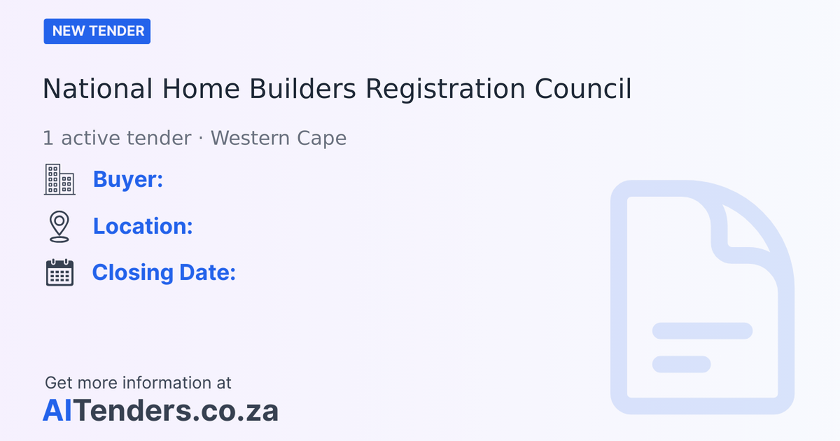 National Home Builders Registration Council Tenders & Procurement ...
